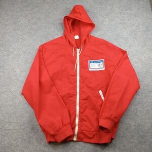 Vintage Motorola Jacket Mens XL Red Hooded‎ Olympic Windbreaker Made USA 90s